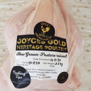 Joyces Gold Premium slow grown whole chicken $16 per kg (Av weight 2.05kg)